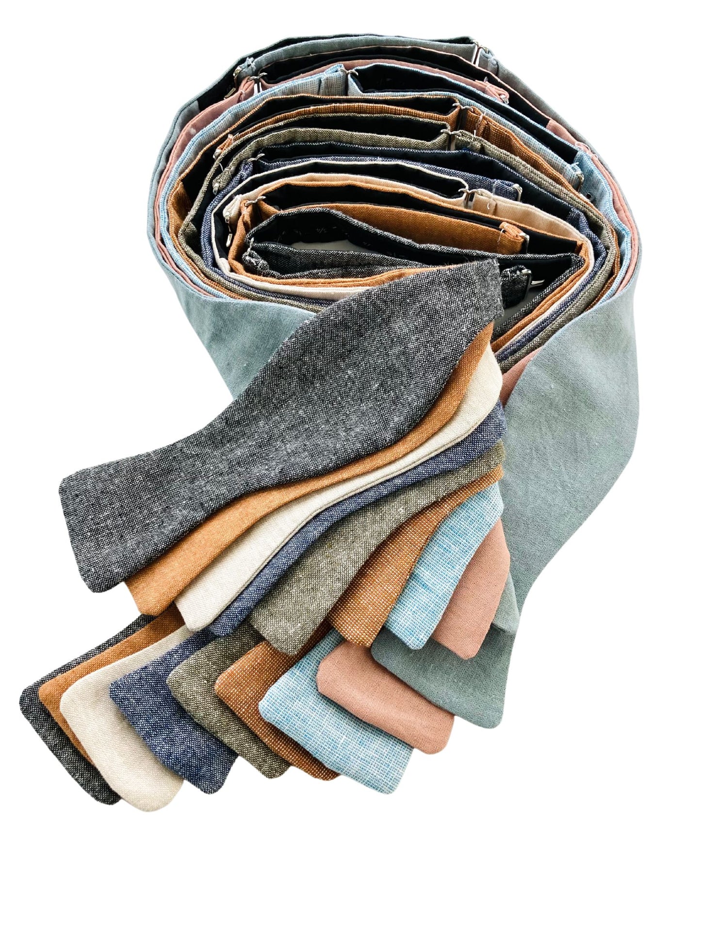 Burnt Orange Linen Bow Tie and Button-On Suspenders