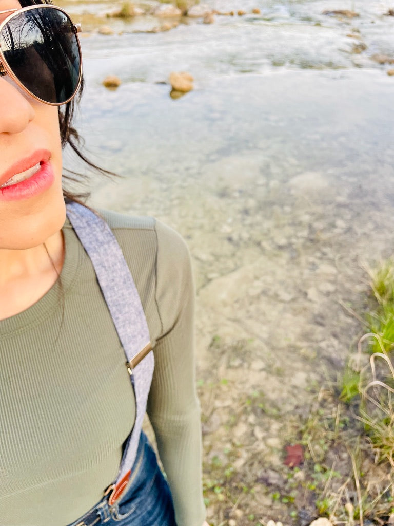 Women’s Kelly Green Linen Suspenders with Magnetic Clasps – Handmade in Texas | Bold Fall Accessory for Capsule Wardrobes