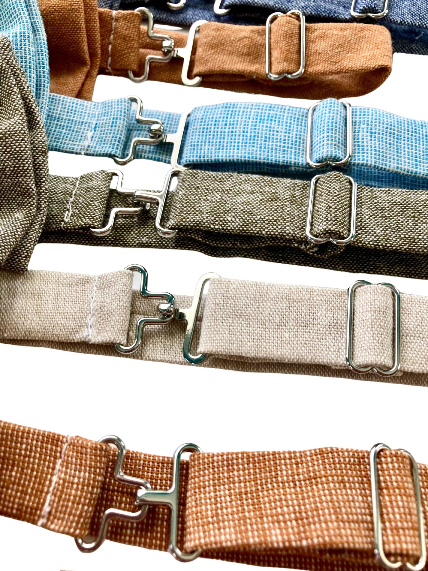 Olive Green Linen Bow Tie and Button-On Suspenders