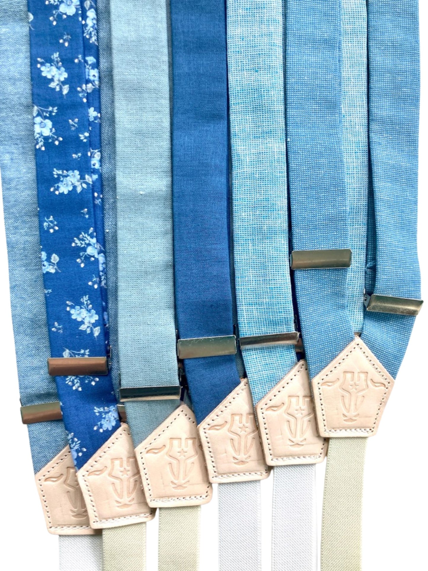 Pastel Blue Linen Women’s Suspenders with Magnetic Clasps – Handmade in Texas | Feminine Heritage Accessory for Work, School & Casual Outfits