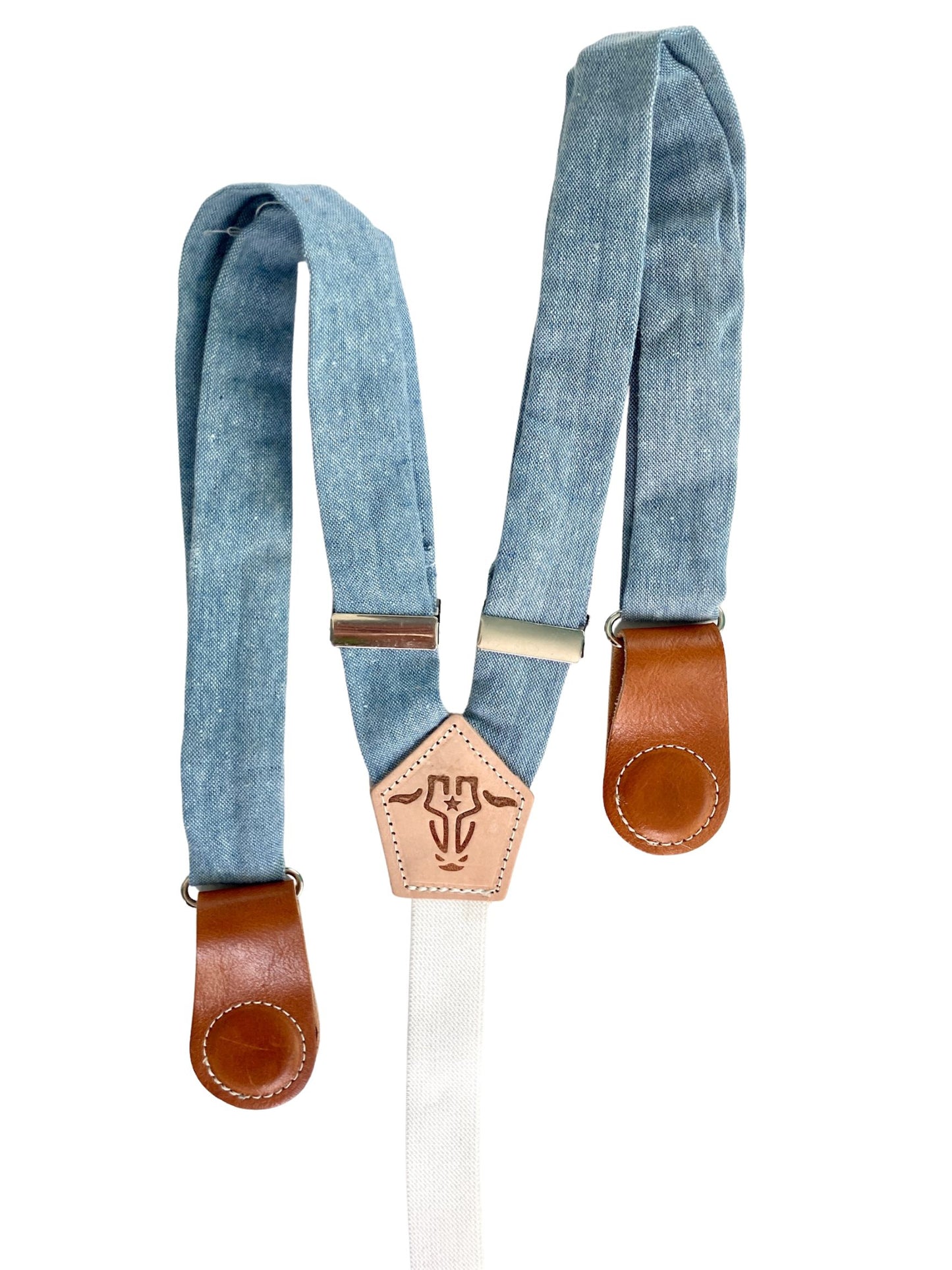 Pastel Blue Linen Women’s Suspenders with Magnetic Clasps – Handmade in Texas | Feminine Heritage Accessory for Work, School & Casual Outfits
