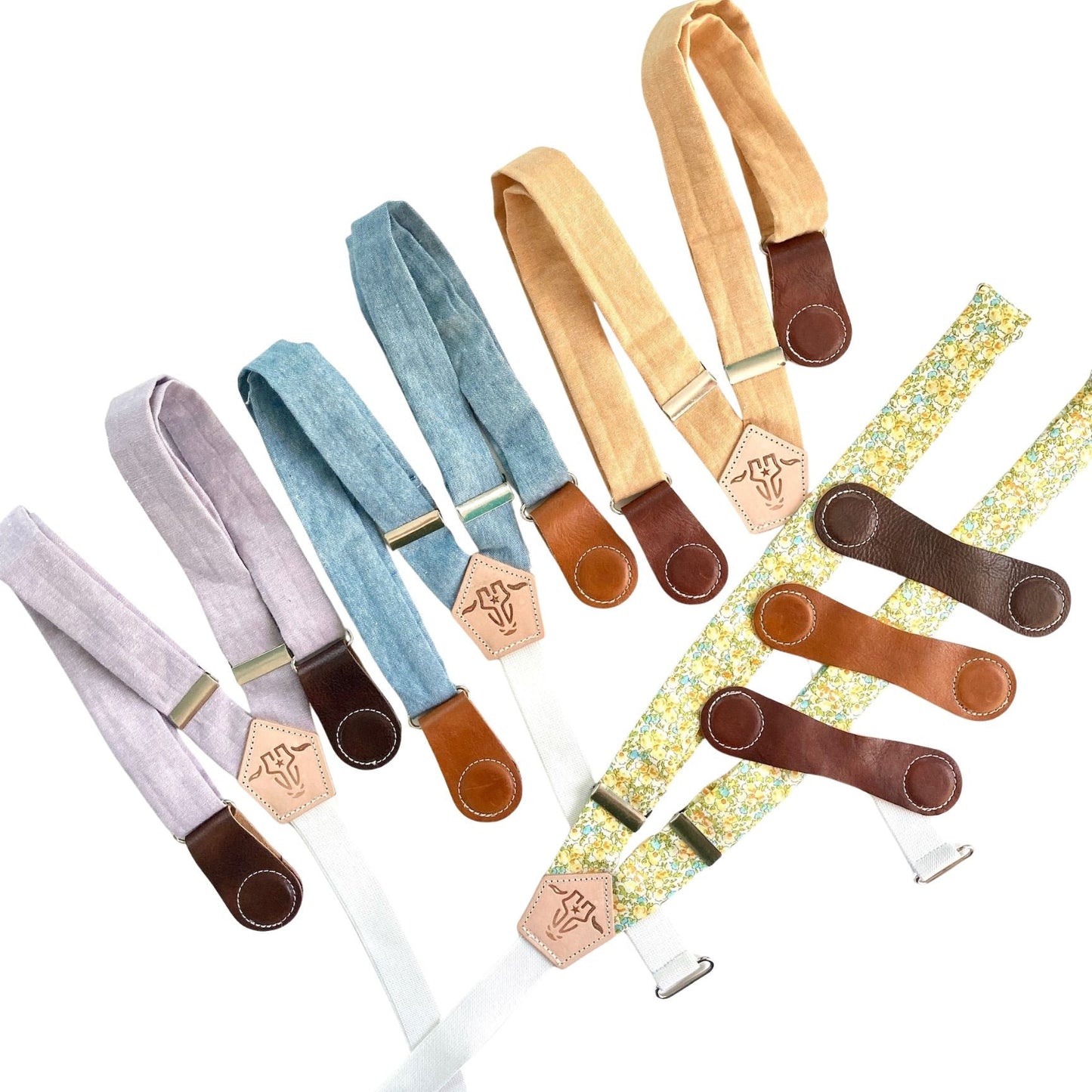 Pastel Blue Linen Women’s Suspenders with Magnetic Clasps – Handmade in Texas | Feminine Heritage Accessory for Work, School & Casual Outfits