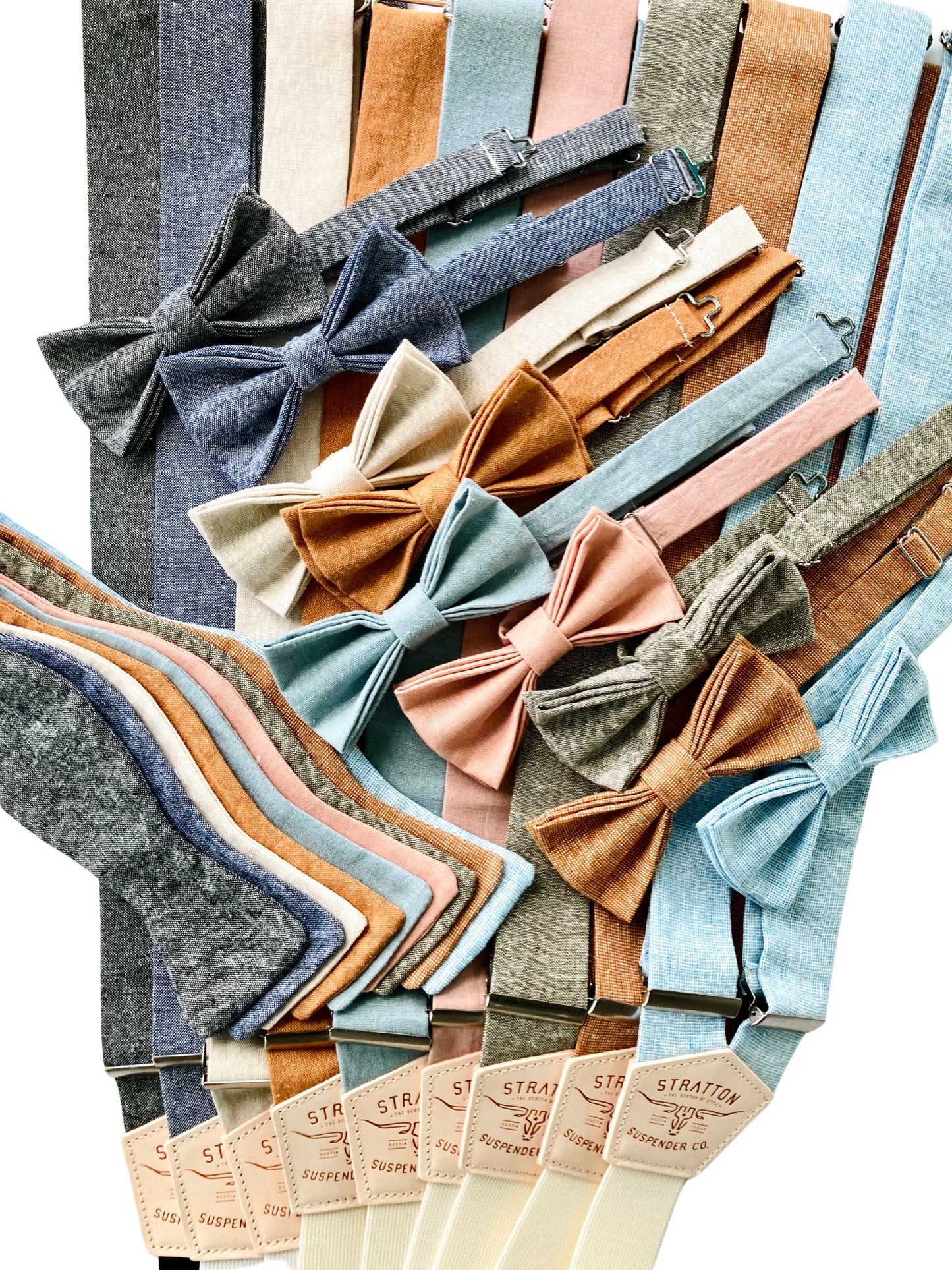 Marigold Yellow Linen Bow Tie and Button-On Suspenders