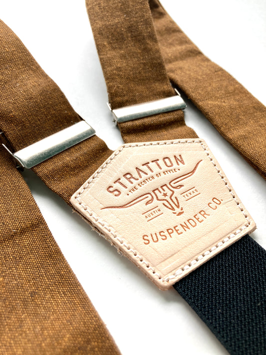 Cinnamon Linen BUTTON-ON Suspenders Set