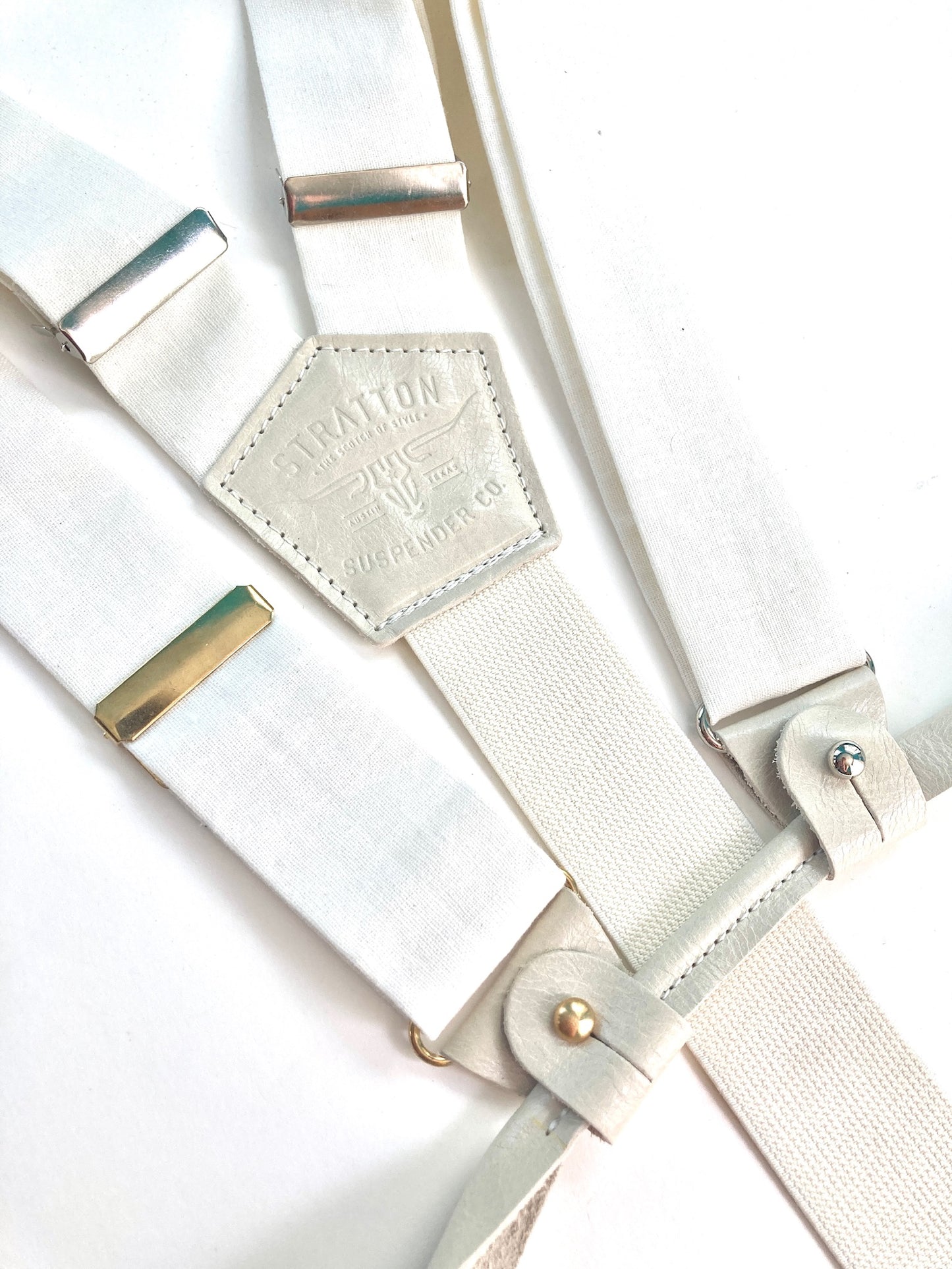 Vintage White Wedding Tuxedo Suspenders