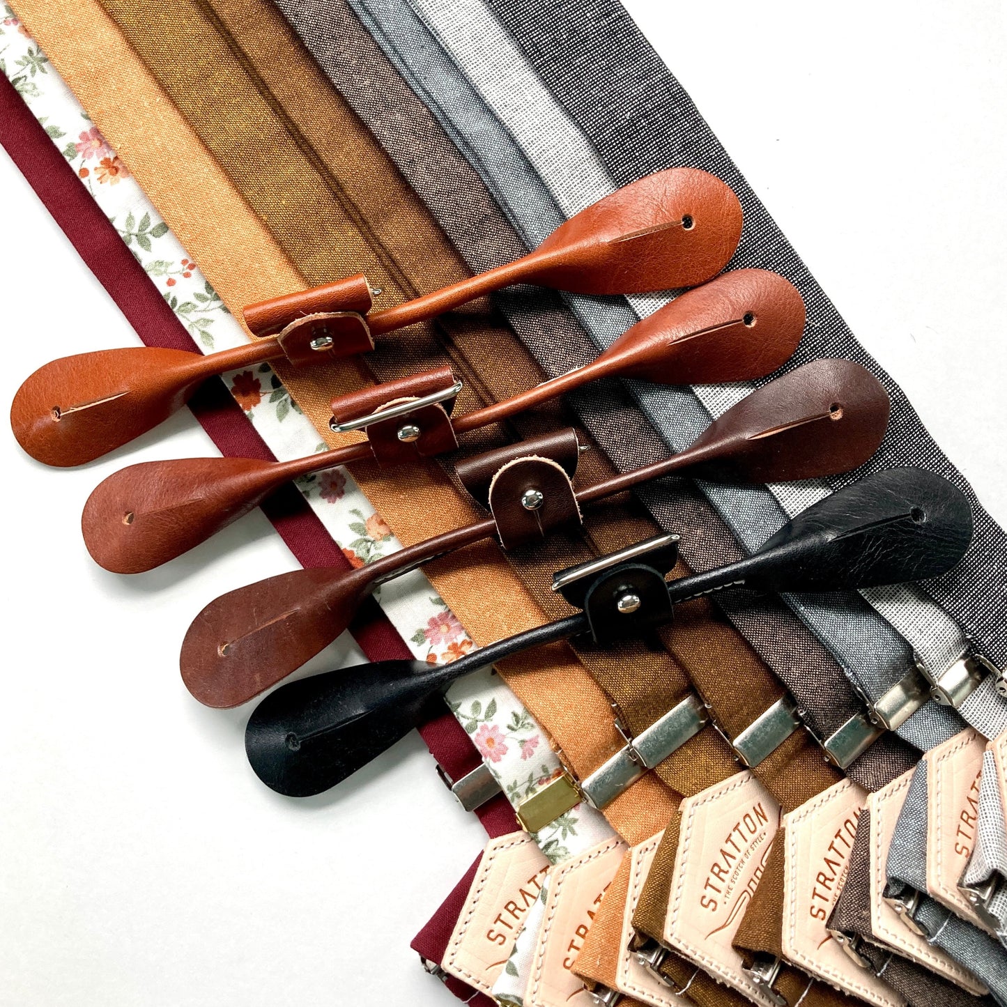 Copper Linen BUTTON-ON Suspenders Set