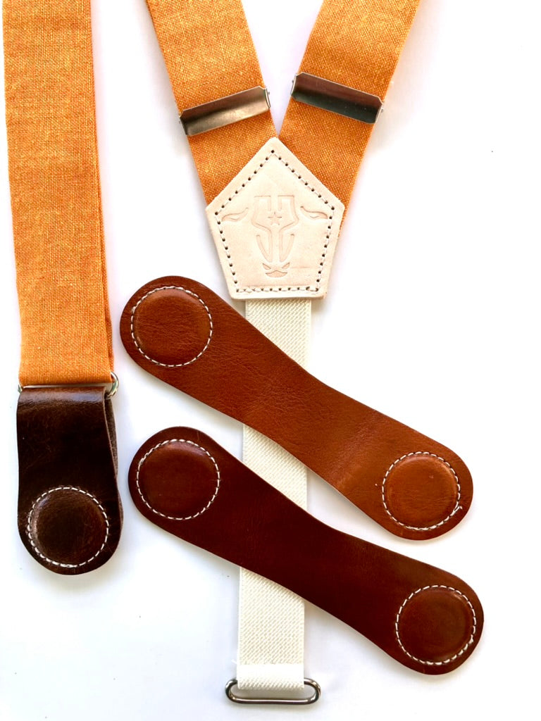 Women's Magnetic Clasp Linen Suspenders – Handmade Vintage-Inspired Fashion by Stratton Suspender Co.