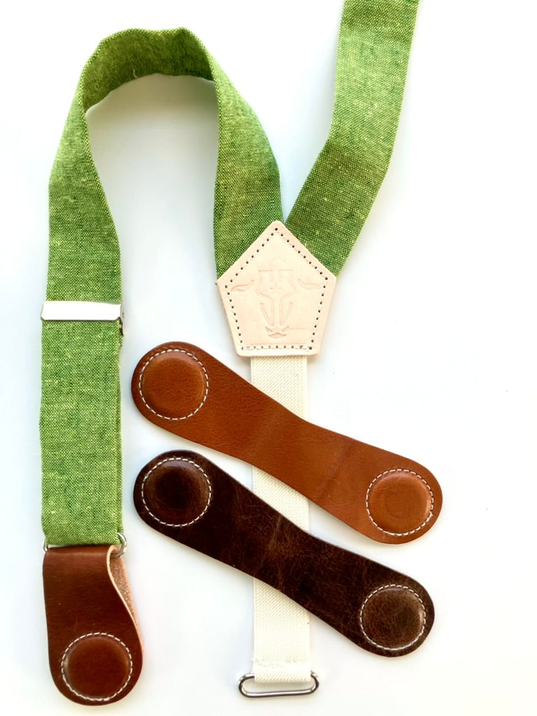 Women's Magnetic Clasp Linen Suspenders – Handmade Vintage-Inspired Fashion by Stratton Suspender Co.