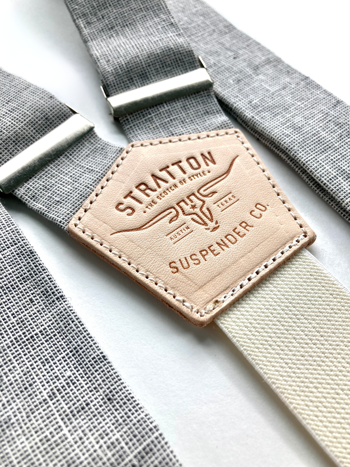 Roasted Pecan Linen Button on Suspenders Set - Spring Collection Stratton Suspender Co. Tan