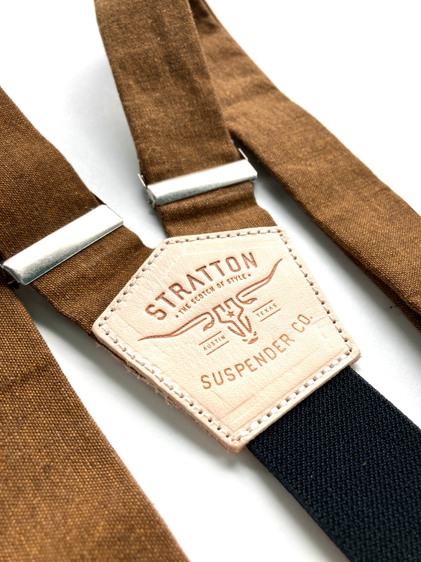 Cinnamon Linen BUTTON-ON Suspenders Set