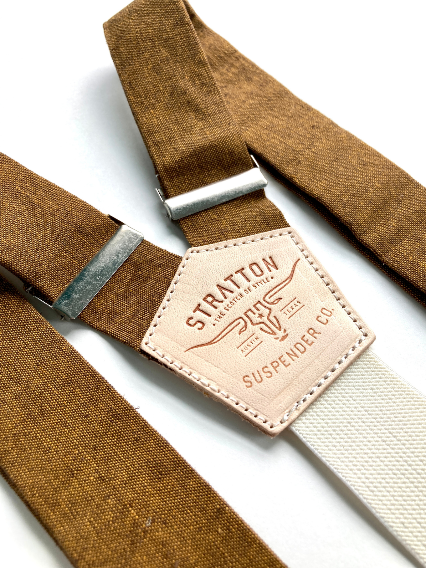 Copper Linen BUTTON-ON Suspenders Set – Stratton Suspender Co.