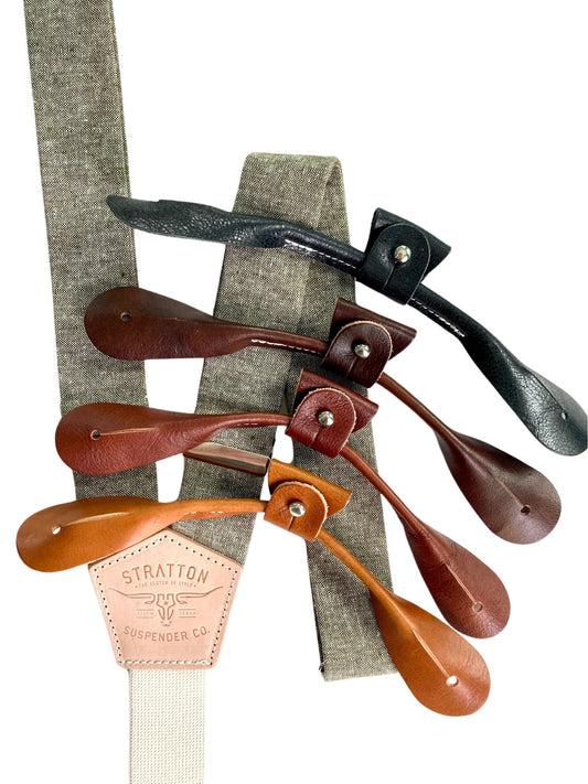 Olive Green Linen Bow Tie and Button-On Suspenders