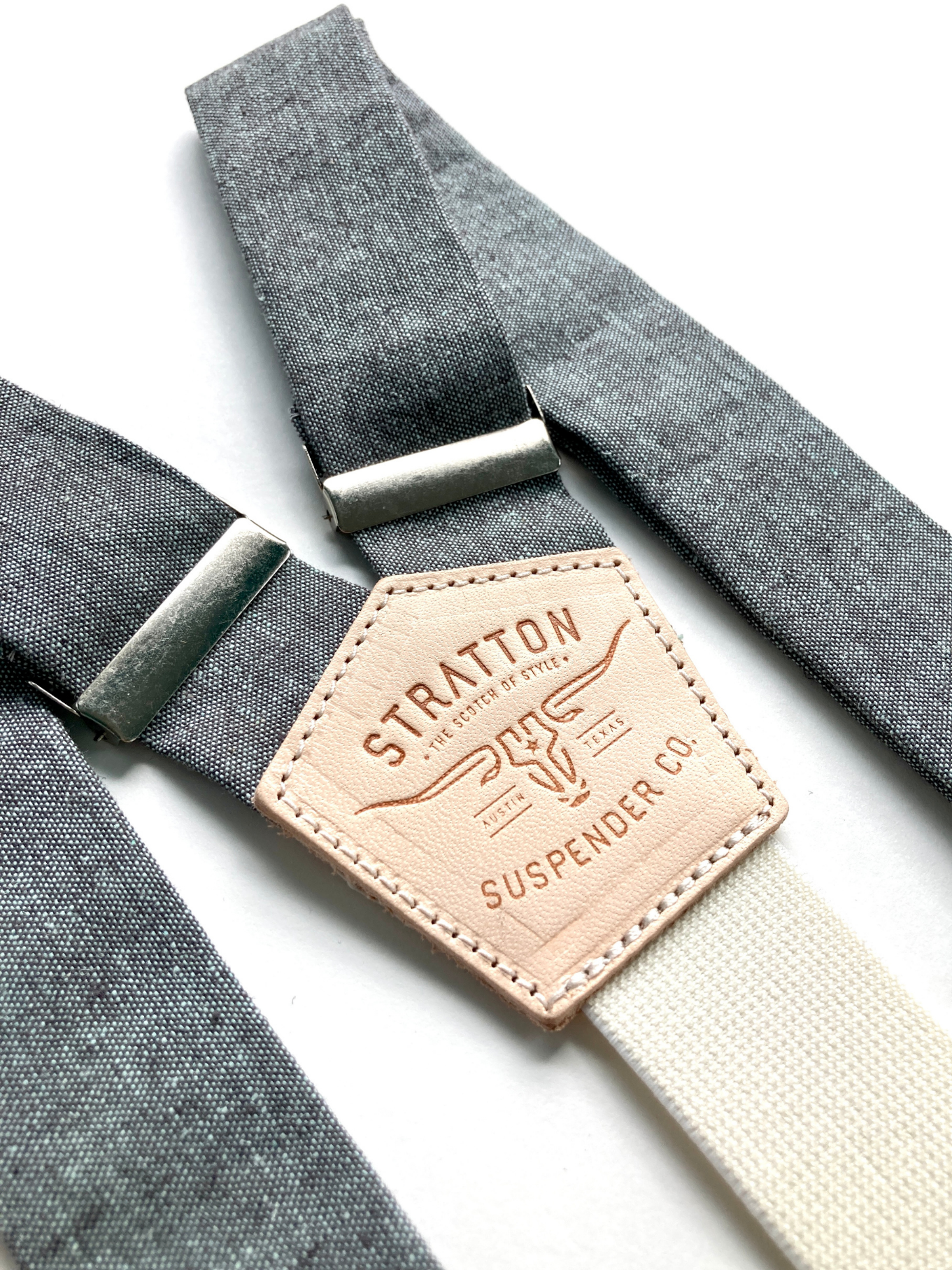 Shale Linen BUTTON-ON Suspenders Set