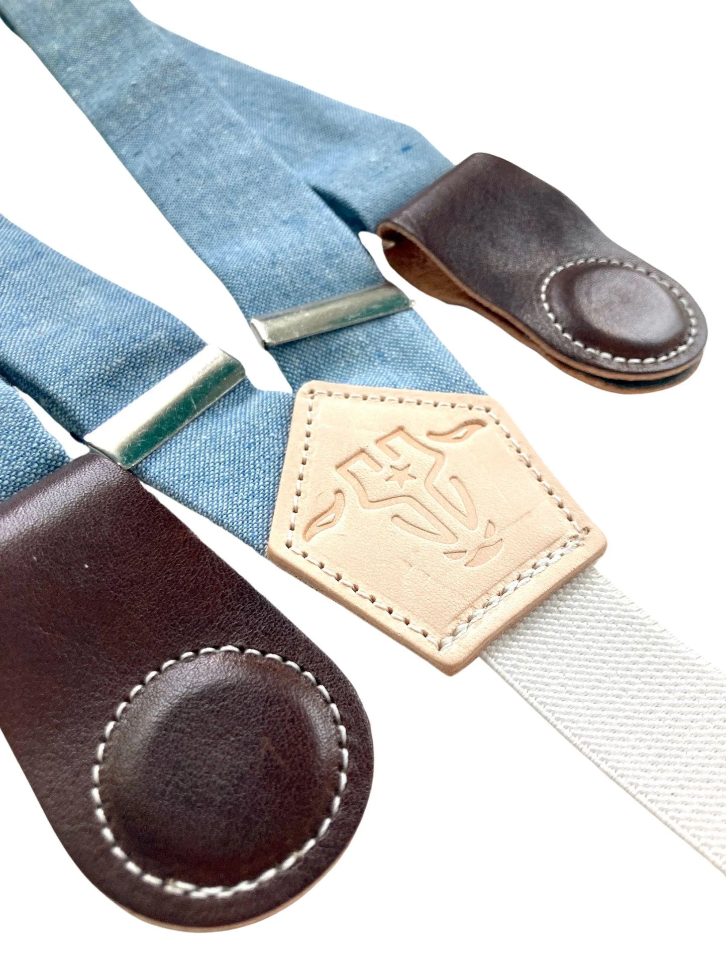 Pastel Blue Linen Women’s Suspenders with Magnetic Clasps – Handmade in Texas | Feminine Heritage Accessory for Work, School & Casual Outfits