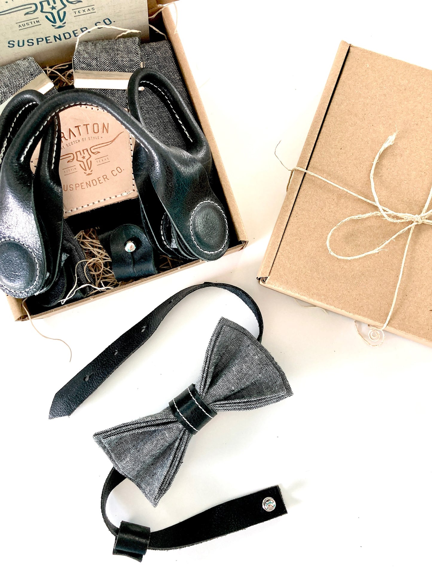 Wedding Supender and Bowtie Set in Texas Oil Black