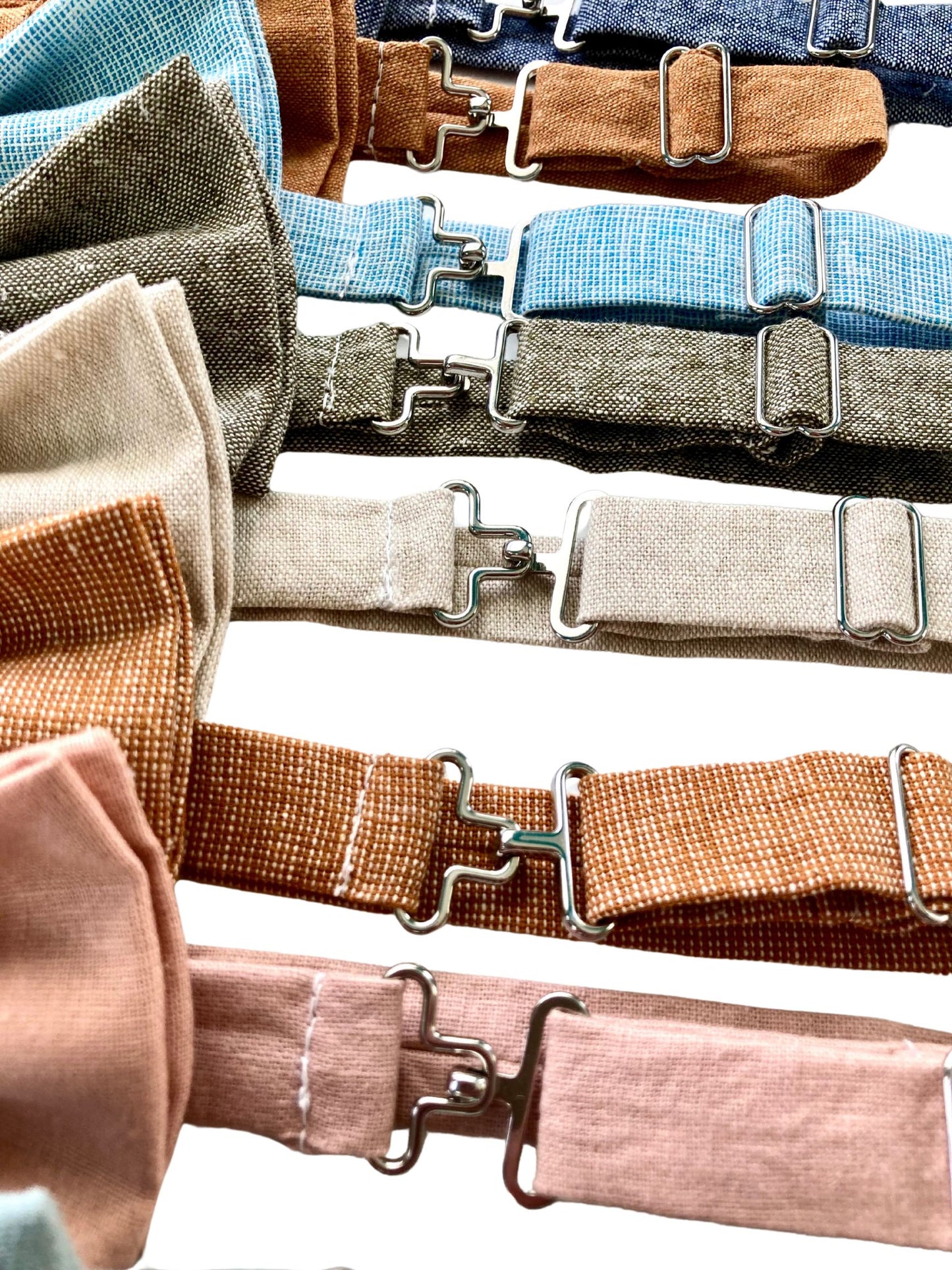 Dusty Rose Linen Bow Tie and Button-On Suspenders