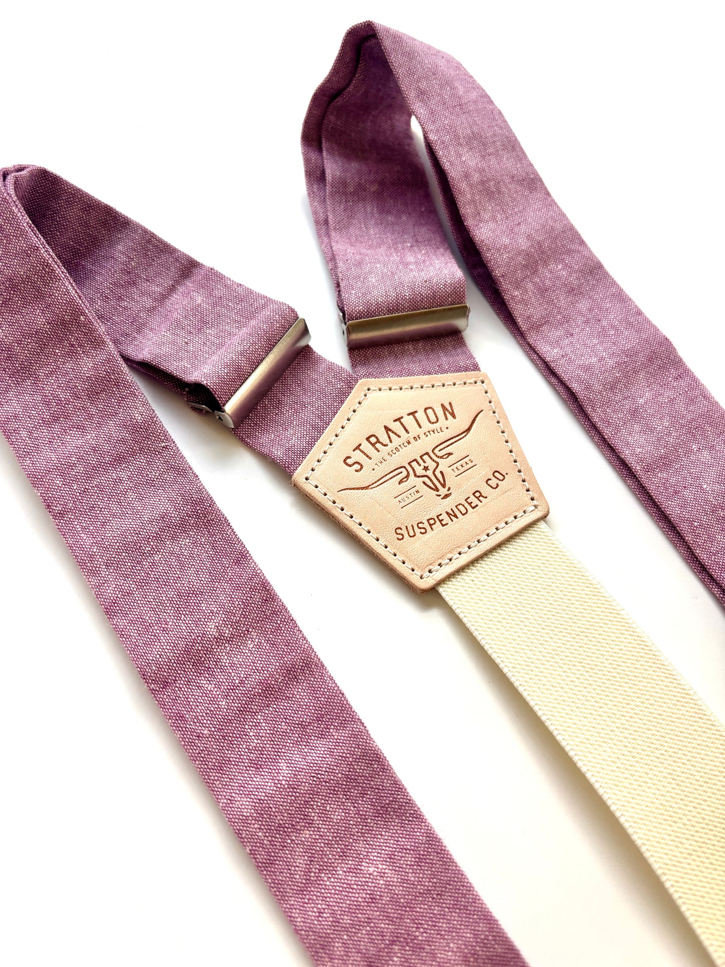 Dusty Mauve Linen Button-On Suspenders – Handmade in Texas | Wedding Suspenders for Groom & Groomsmen