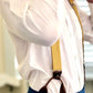 Marigold Yellow Linen Wedding Suspenders – Handmade Button-On Braces for Grooms & Groomsmen