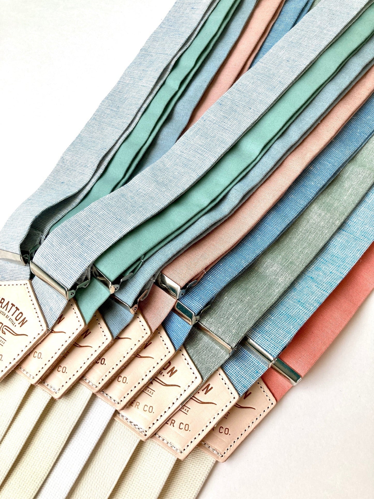 Sage Linen Button-On Suspenders Set