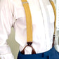 Marigold Yellow Linen Wedding Suspenders – Handmade Button-On Braces for Grooms & Groomsmen