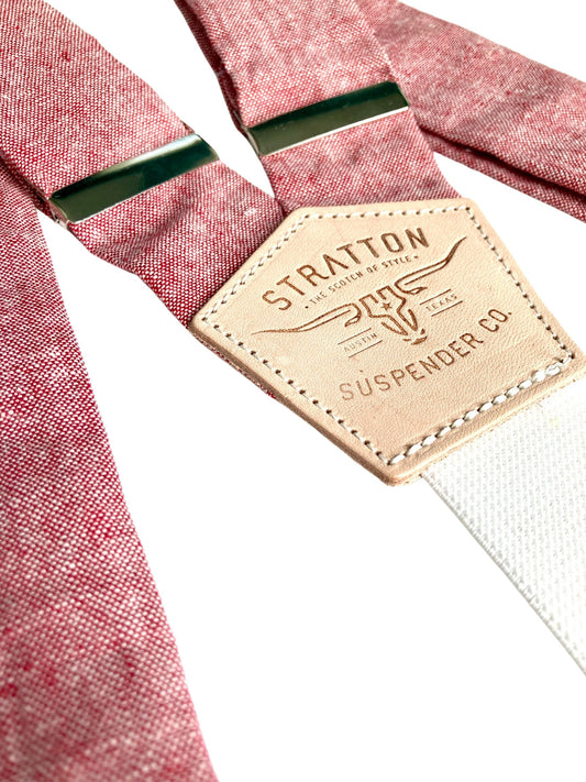 Stratton Suspender Straps In Bandera Red Linen