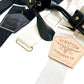 Handmade black and ivory linen button-on suspenders with full-grain veg-tan leather, gold-colored solid brass hardware, and premium soft twill elastic. Ethically made in Texas, perfect for formal wear, weddings, groomsmen, and heritage menswear. Timeless and refined.
