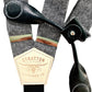 Stratton Suspenders in Texas Oil Black Linen Paired with Black Pontedero Leather Magnetic Clasps