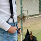 Handmade black linen button-on suspenders with full-grain veg-tan leather and premium woven elastic. Ethically crafted in Texas for timeless heritage menswear, rugged denim, and classic American style. European Doberman adds a bold, refined touch to the scene.