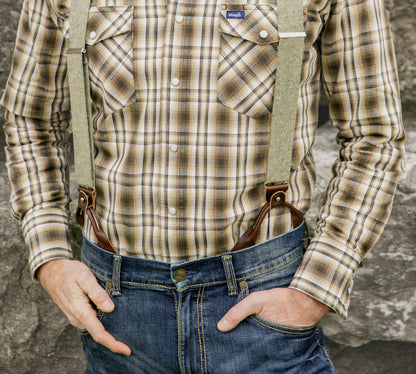 Button On Suspenders for Menswear Fall Fashion Close Up