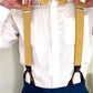 Marigold Yellow Linen Wedding Suspenders – Handmade Button-On Braces for Grooms & Groomsmen