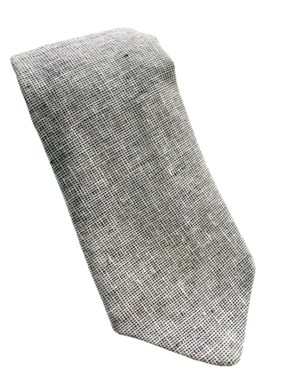 Charcoal  White and Black Linen Tie  for Formal Occasions 