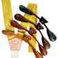Formal canary yellow wedding button on suspenders
