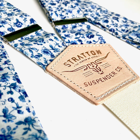 Stratton Suspenders in Blue Summertime Floral 