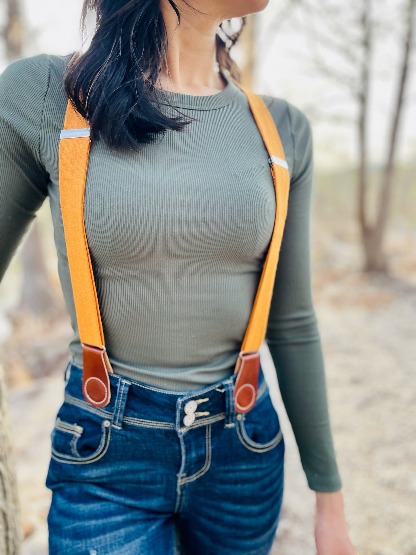 Women's Tangerine Orange Suspenders with Magnetic Clasps – Handcrafted 2025 Accessory by Stratton Suspender Co.