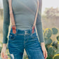 Women’s Nutmeg Brown Linen Suspenders with Magnetic Clasps – Handmade in Texas | Fall Accessory