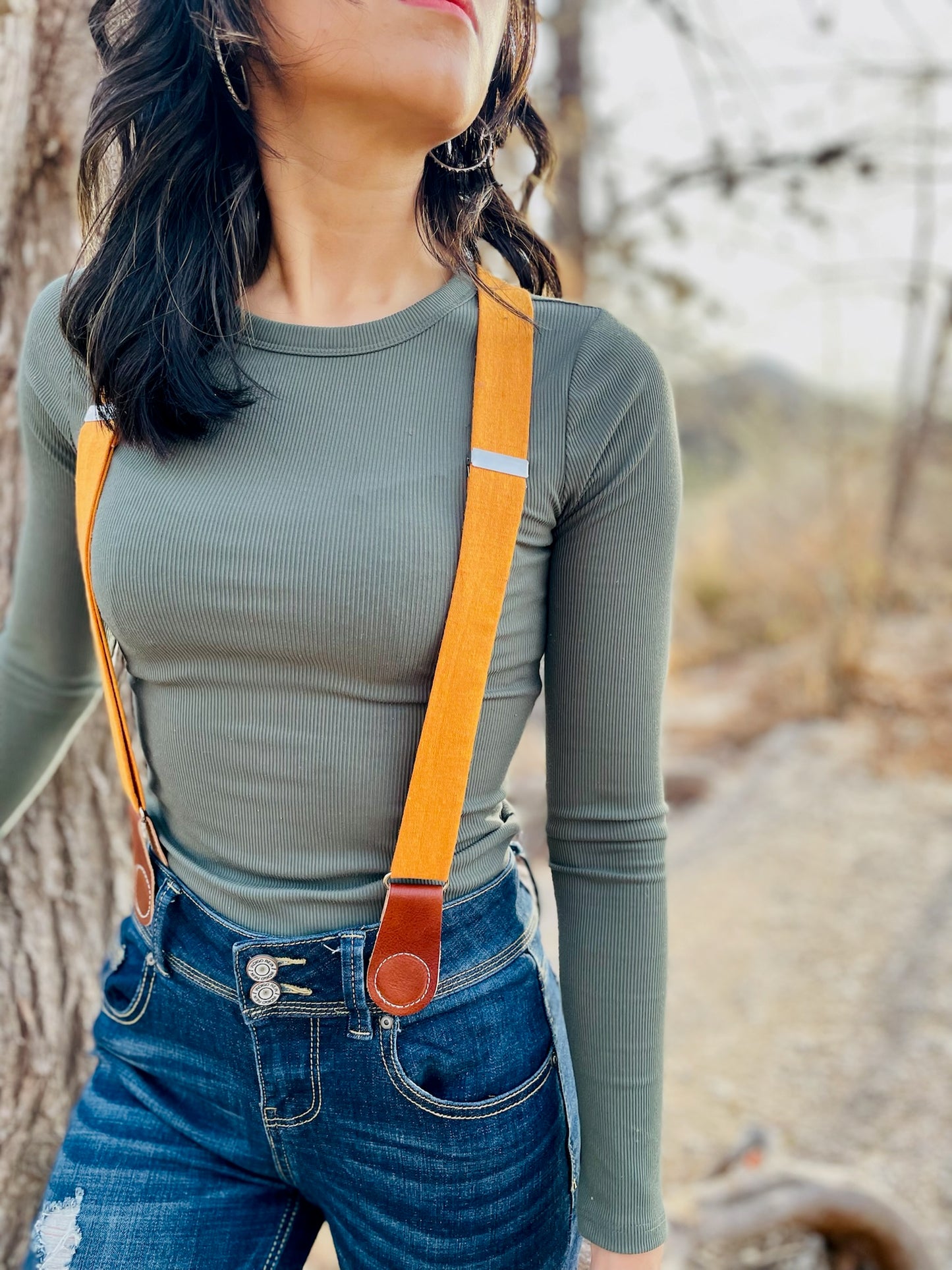 Women's Tangerine Orange Suspenders with Magnetic Clasps – Handcrafted 2025 Accessory by Stratton Suspender Co.