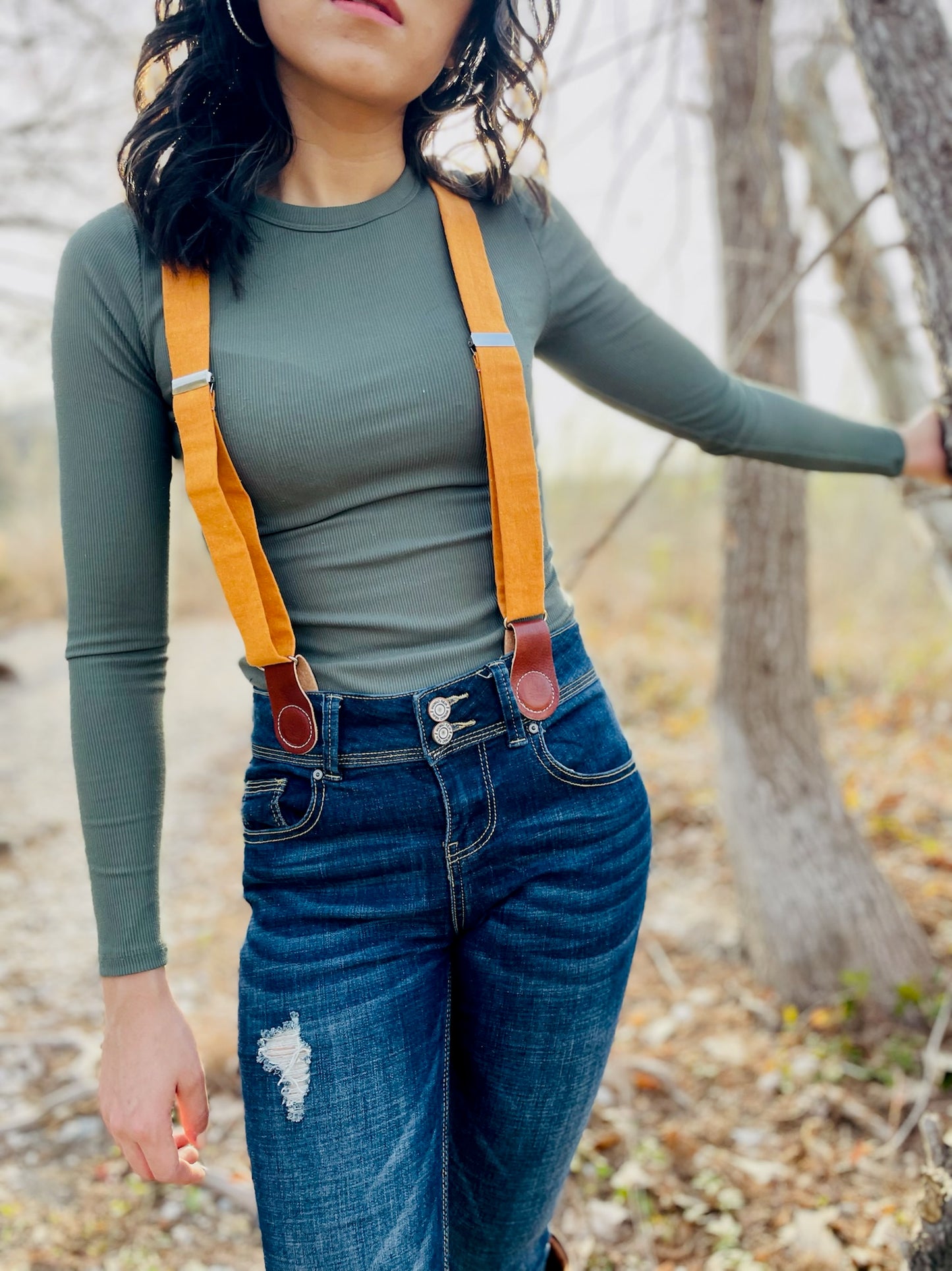 Women's Tangerine Orange Suspenders with Magnetic Clasps – Handcrafted 2025 Accessory by Stratton Suspender Co.