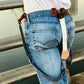 Stratton Suspenders Co. Blue with Cognac white t-shirt and light jeans