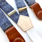 Denim Blue Linen Women’s Suspenders with Magnetic Clasps – Handmade in Texas | Americana Style Workwear & Capsule Wardrobe Accessory