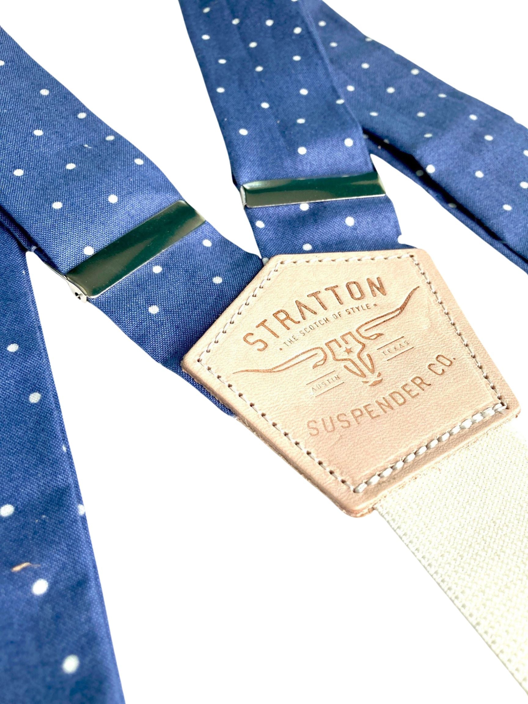 Stratton Suspenders in Vintage Polka Dot Blue