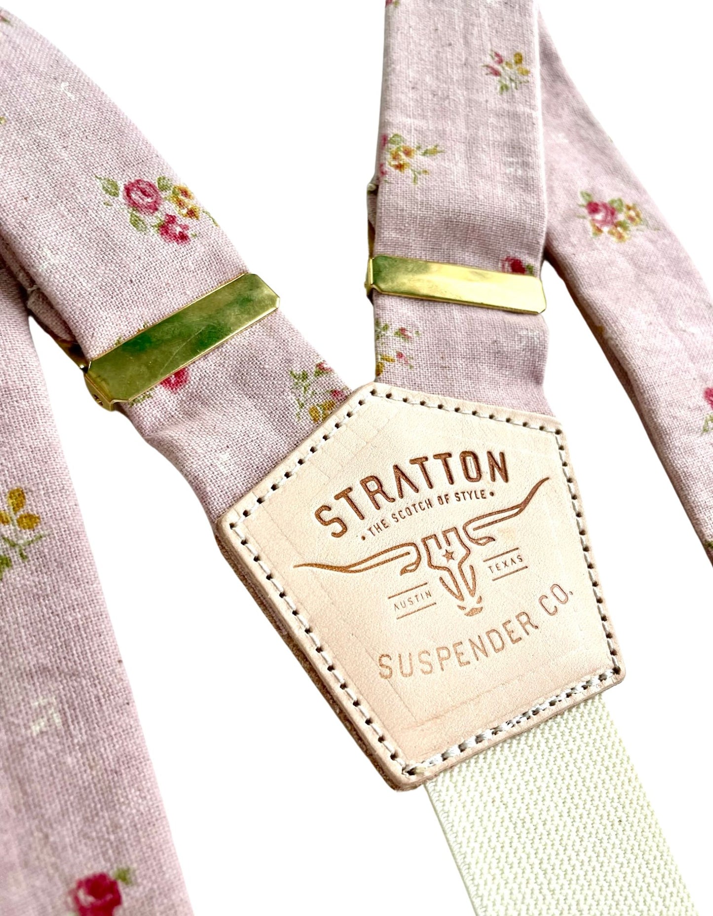 Pink Floral Linen Button-On Wedding Suspenders – Handcrafted & Timeless Elegance