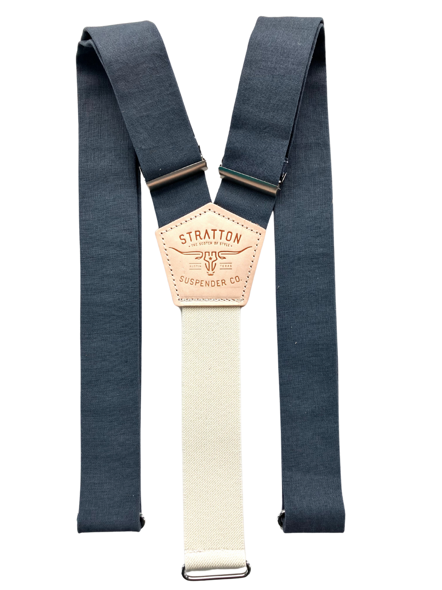 Steel Blue Linen Wedding Suspenders – Handmade Button-On Braces for Groomsmen & Formalwear