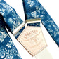 Prussian Blue Floral Linen Wedding Suspenders – Handcrafted Elegance with Italian Leather