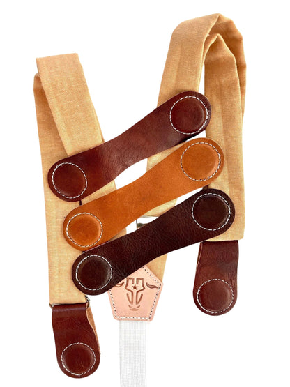 Women's Pastel Orange Linen Suspenders with Magnetic Clasps – Handcrafted Boho Accessory for Spring & Fall Style