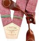 Cherry Red Linen Wedding Suspenders with Cognac Leather Magnetic Clasps | Heritage American Menswear for Groomsmen and Groom