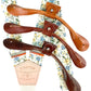 Handmade cornflower blue and marigold floral button-on wedding suspenders with full-grain leather attachments, Stratton Suspender Co.