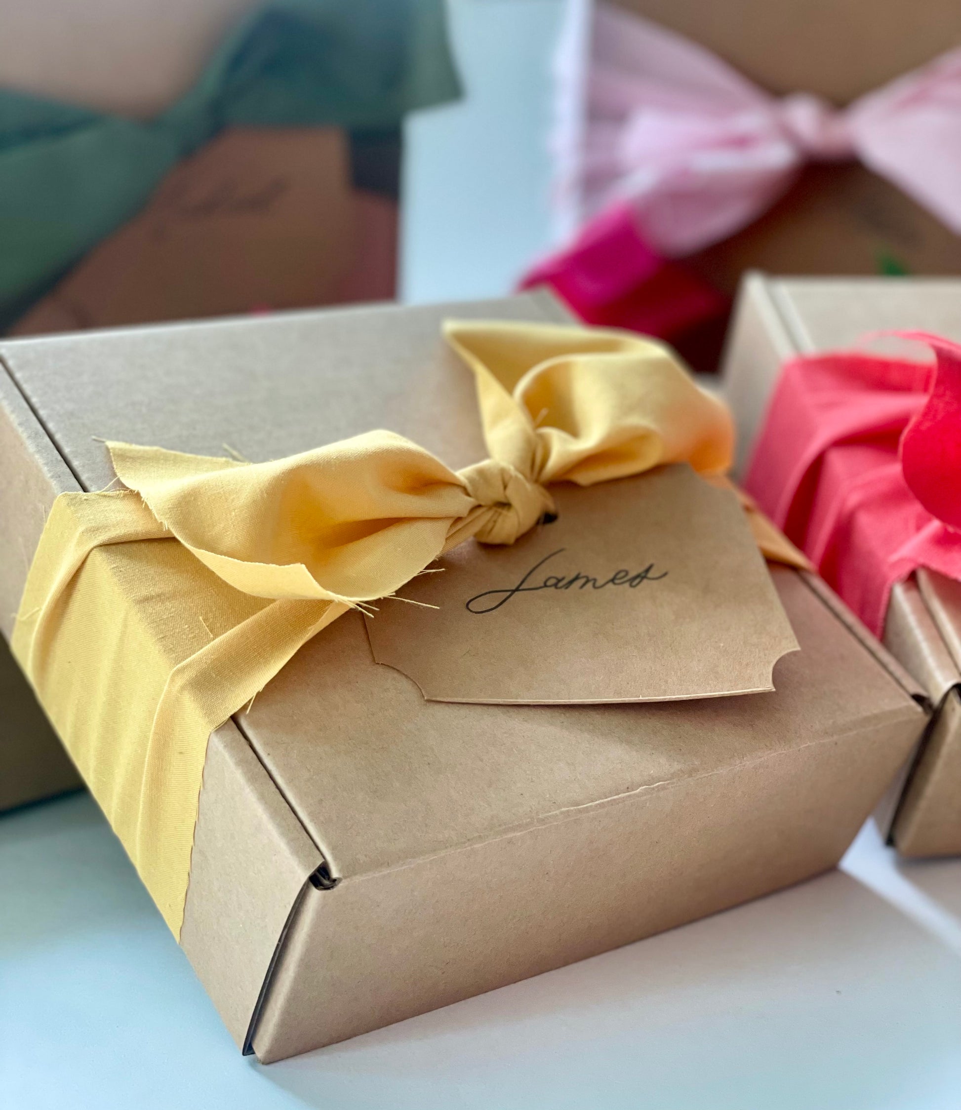 Custom Wedding Packaging with Linen Ribbon – Handwritten Calligraphy Groomsmen Name Tags – Personalized Groomsmen Gift by Stratton Suspender Co.