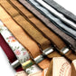 Close-Up of Fall and Winter Wedding Suspenders – Woven Linen Texture in Gray, Black, Shale, Espresso, Cinnamon, Copper, Burnt Orange, Terracotta Floral, and Burgundy – Heritage American Craftsmanship