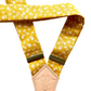 Marigold yellow floral suspender straps with adjustable sliders, handmade in Texas.