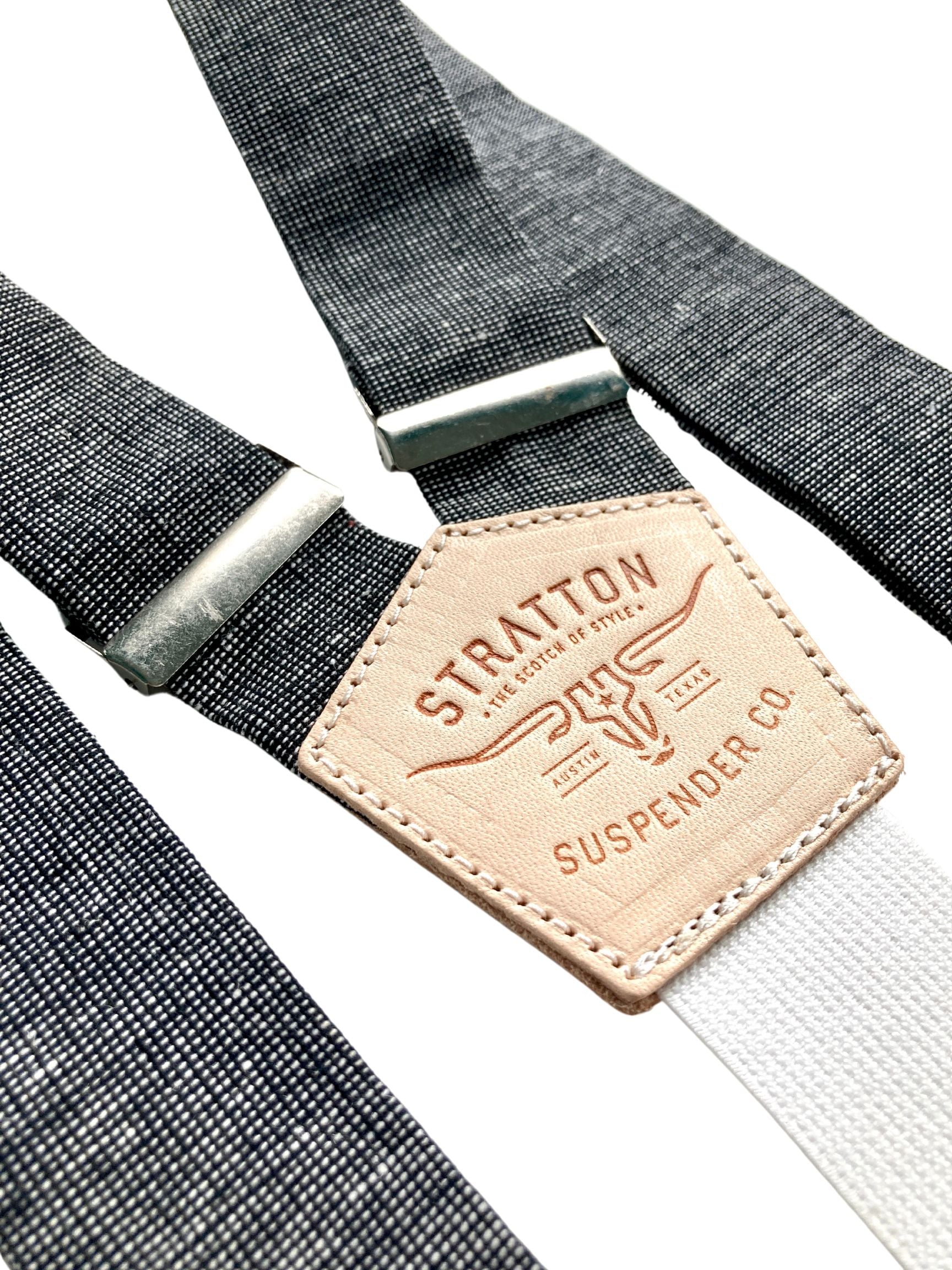 Pepper Black Woven Linen Button-On Suspenders – Handmade Vintage 1920s Wedding Suspenders for Grooms, Formal Attire, and Black Tie Events – Heritage American Craftsmanship